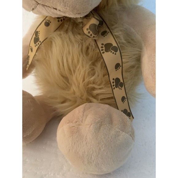 Lion Plush Stuffed Animal Le Rouet Canada Jouet en Peluche Paw Print Ribbon 16" - Picture 6 of 15